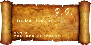 Finster Iván névjegykártya